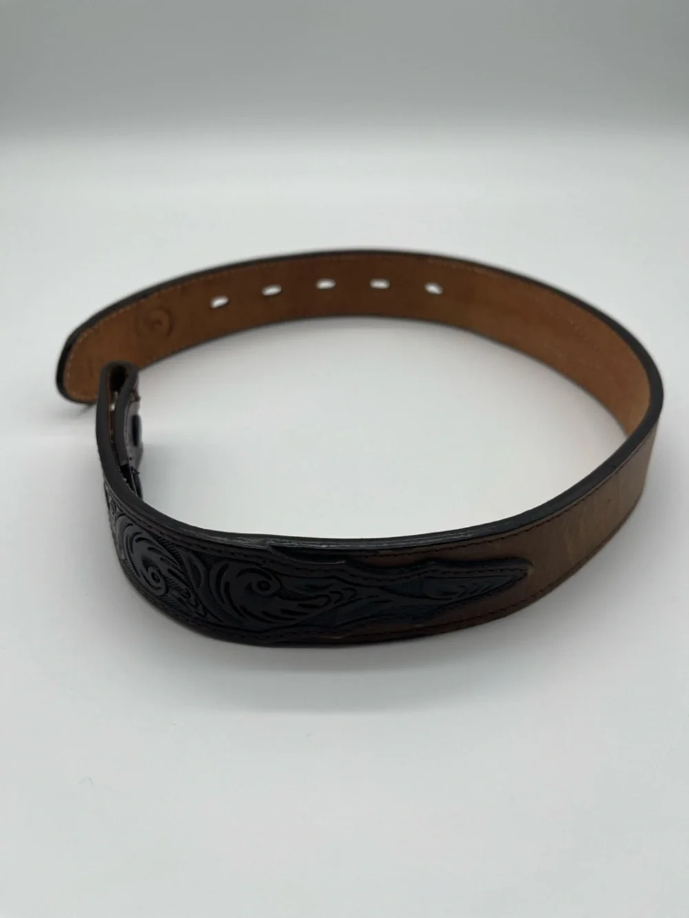 Childs Western Inlay Tooling Stylish Brown Leather Belt 22